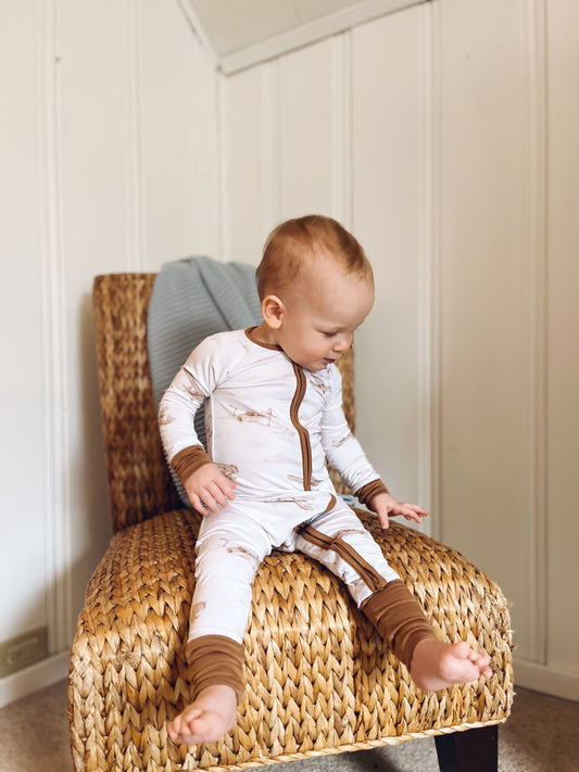 Charlie Zippered Romper in Copper